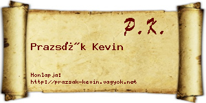 Prazsák Kevin névjegykártya